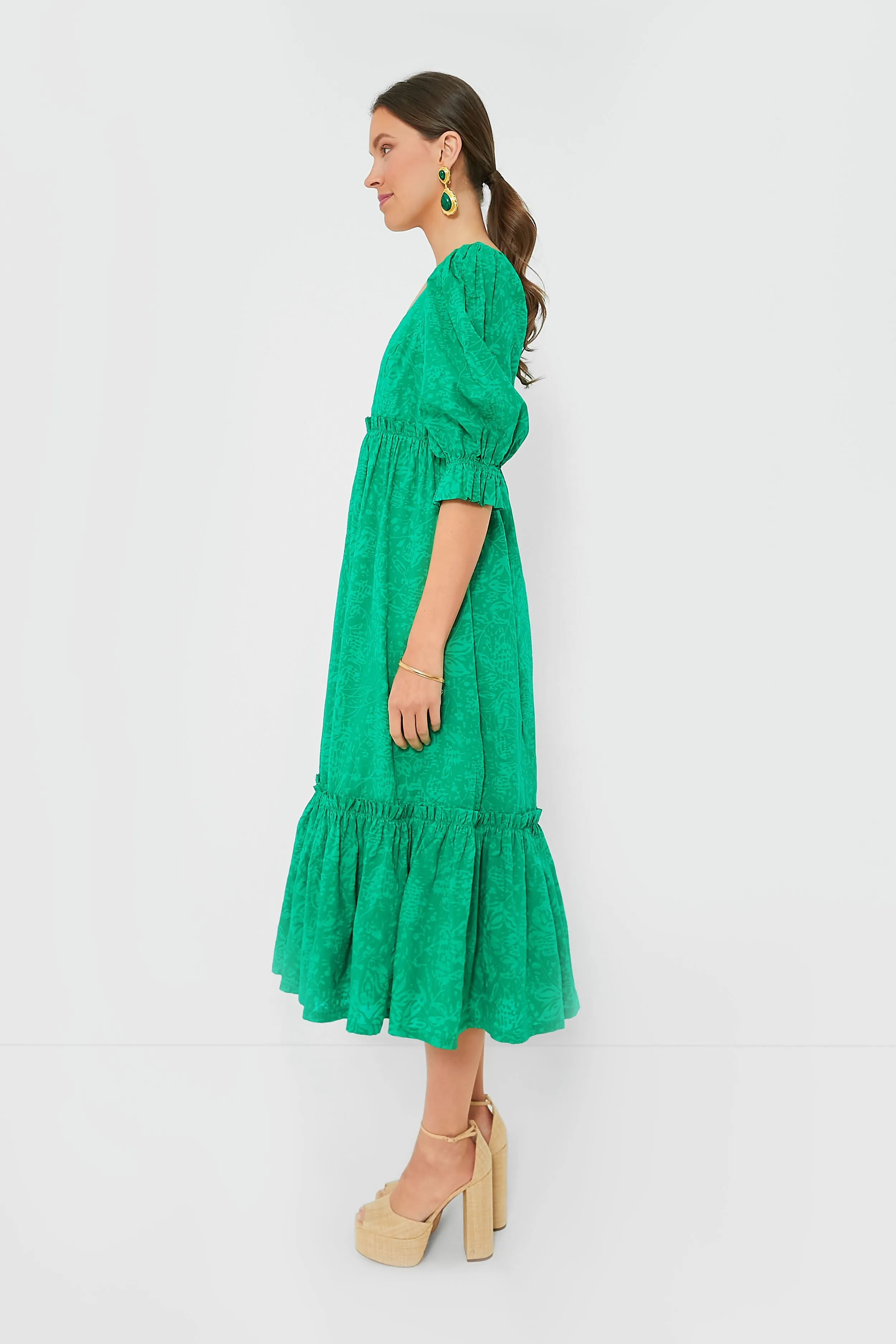 Green Puff Sleeve Lorelei Midi Dress sold by Tuckernuck product image thumbnail 3