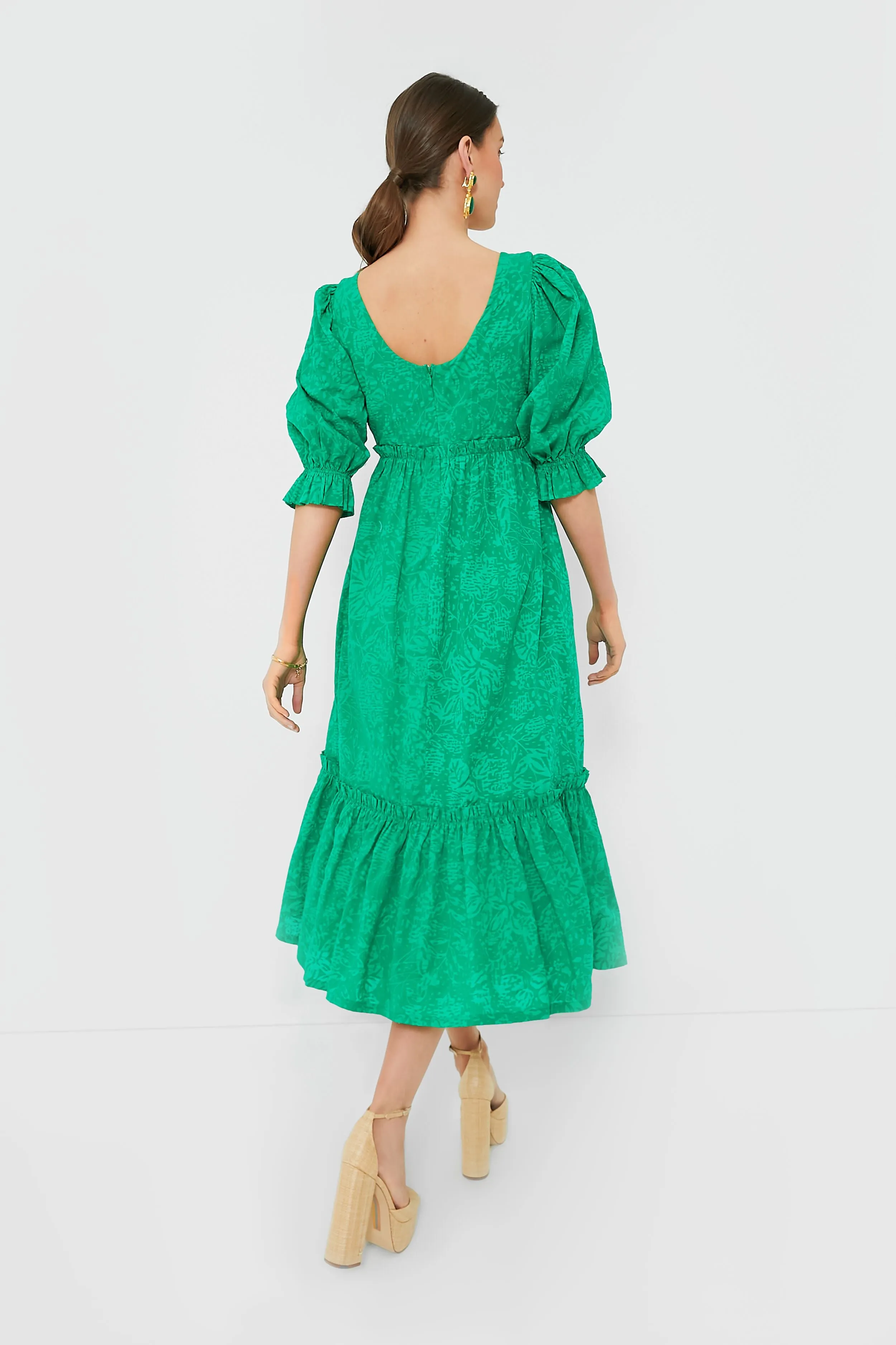 Green Puff Sleeve Lorelei Midi Dress sold by Tuckernuck product image thumbnail 4