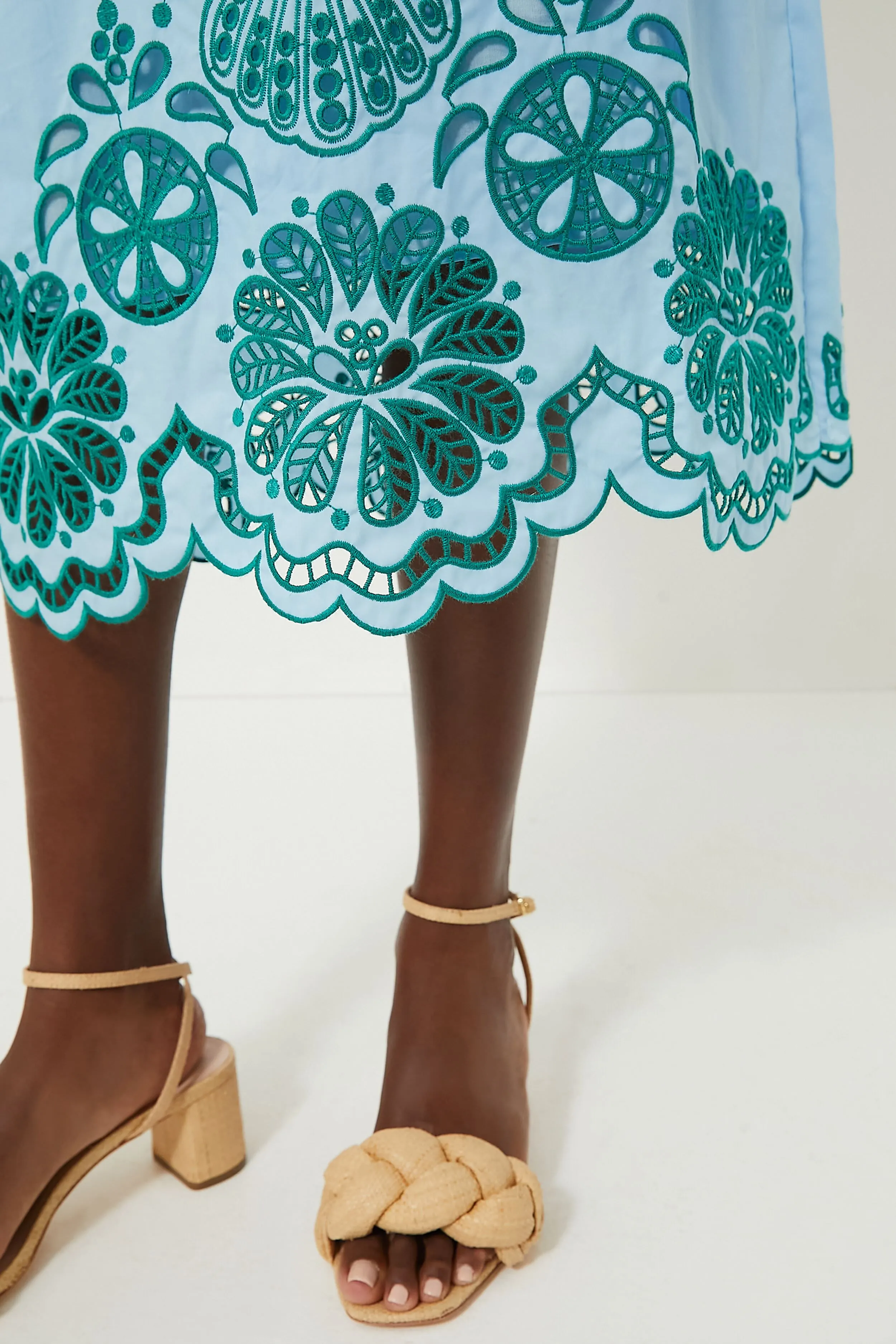 Light Blue and Green Richelieu Midi Skirt sold by Tuckernuck product image thumbnail 5