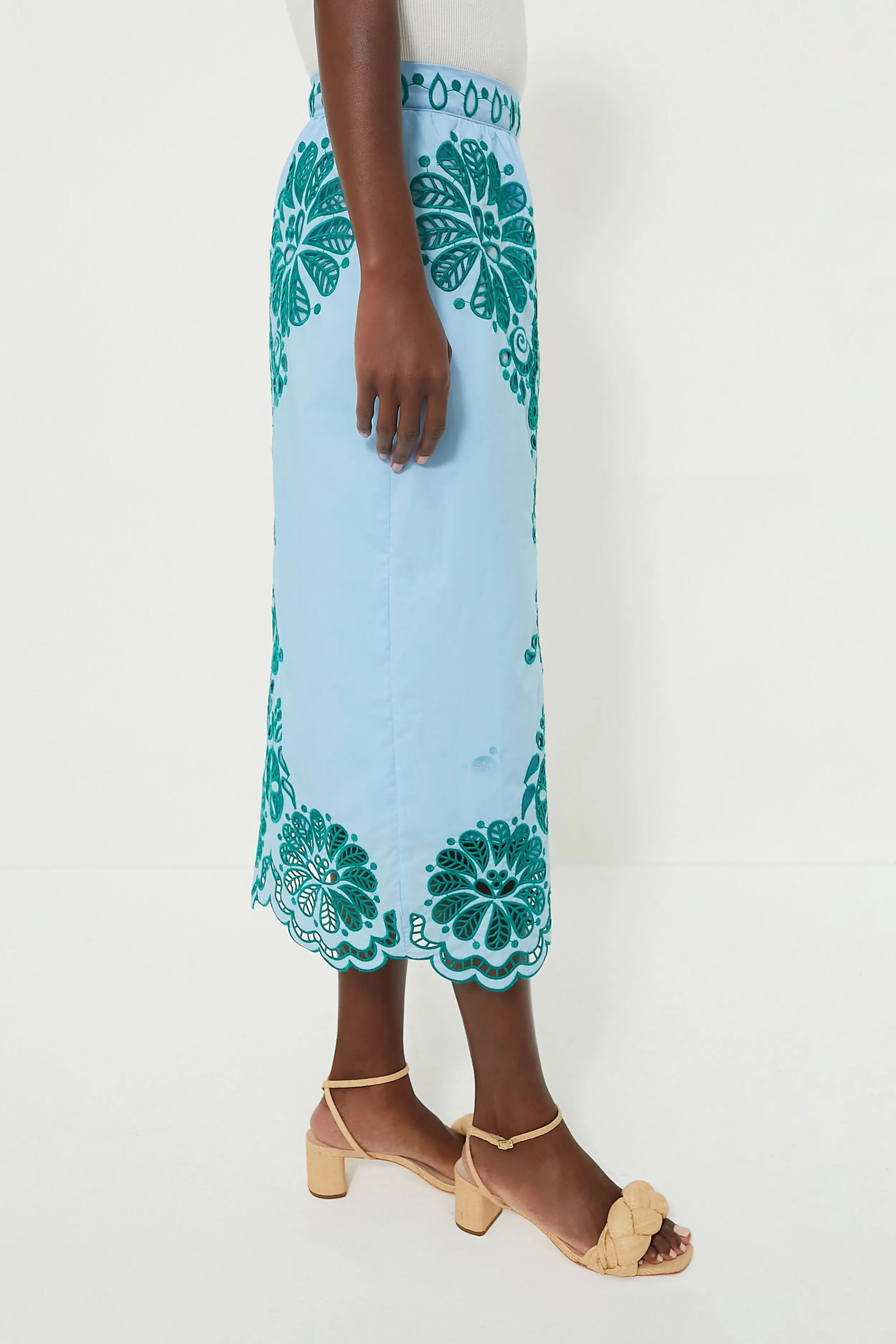 Light Blue and Green Richelieu Midi Skirt sold by Tuckernuck product image thumbnail 3