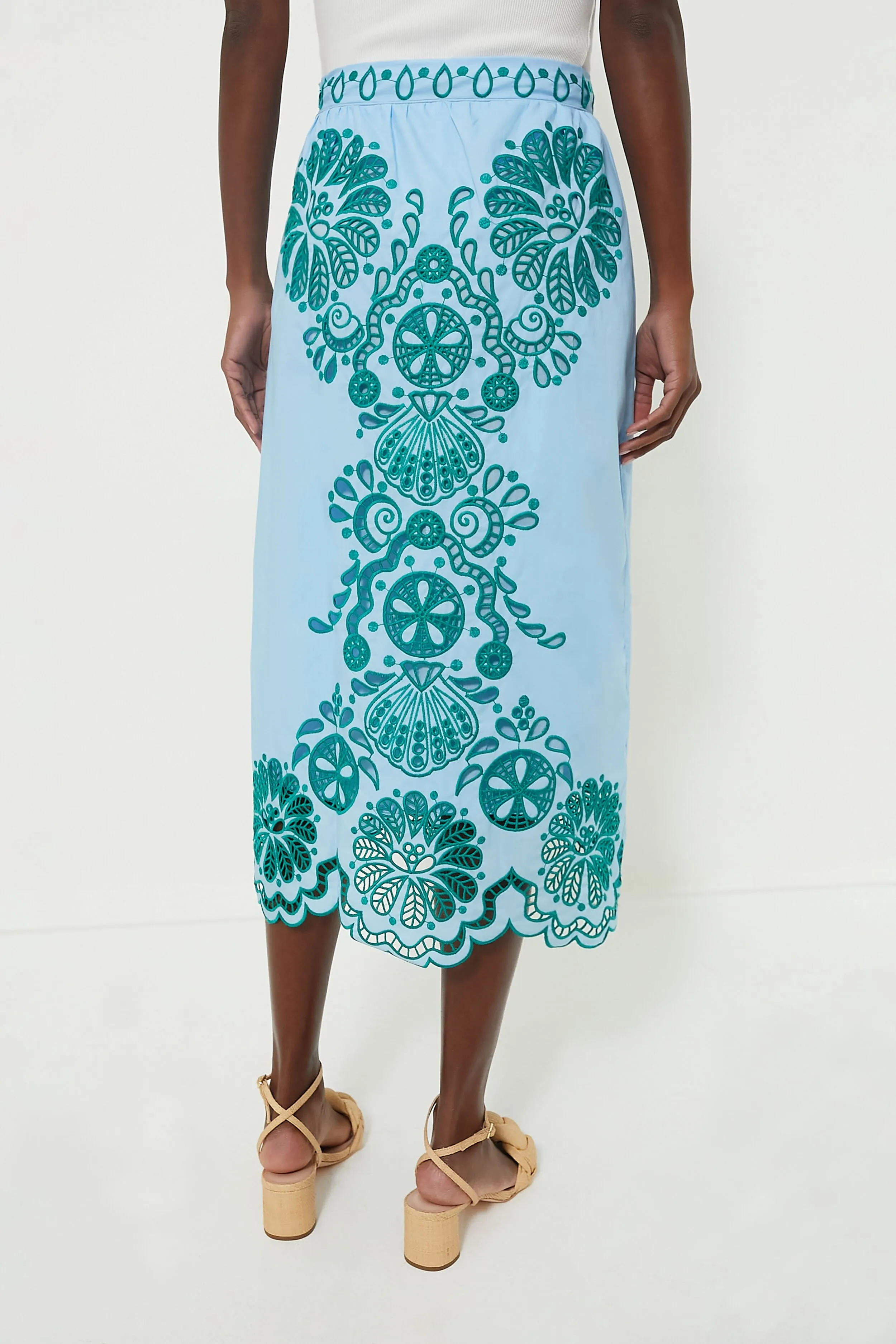 Light Blue and Green Richelieu Midi Skirt sold by Tuckernuck product image thumbnail 4