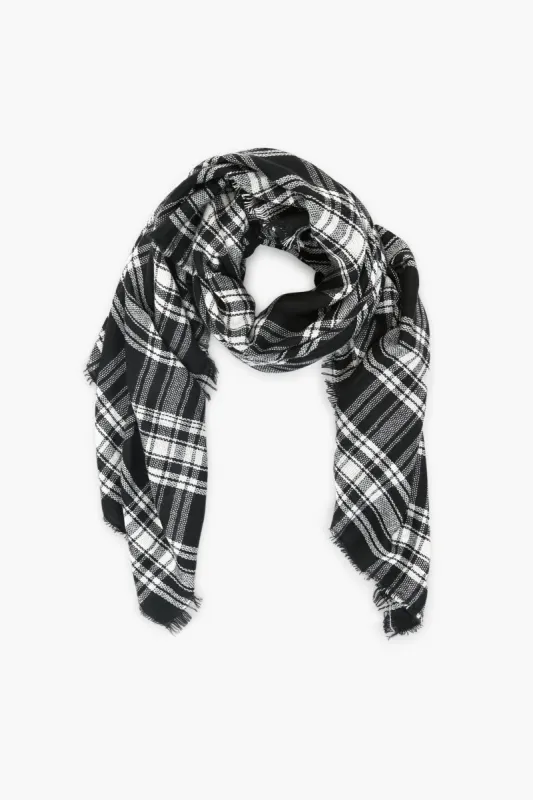 Exclusive Black and White Plaid Blanket Scarf sold by Tuckernuck