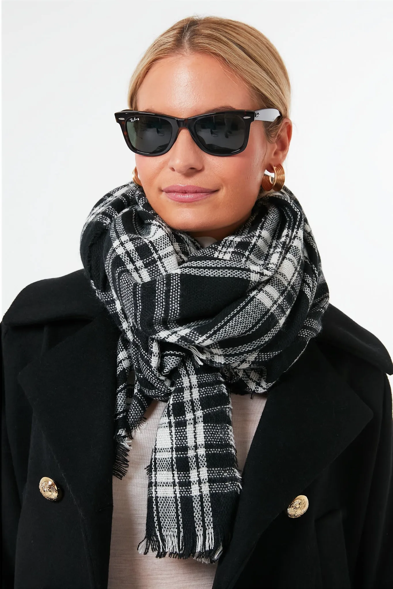 Exclusive Black and White Plaid Blanket Scarf sold by Tuckernuck product image thumbnail 2