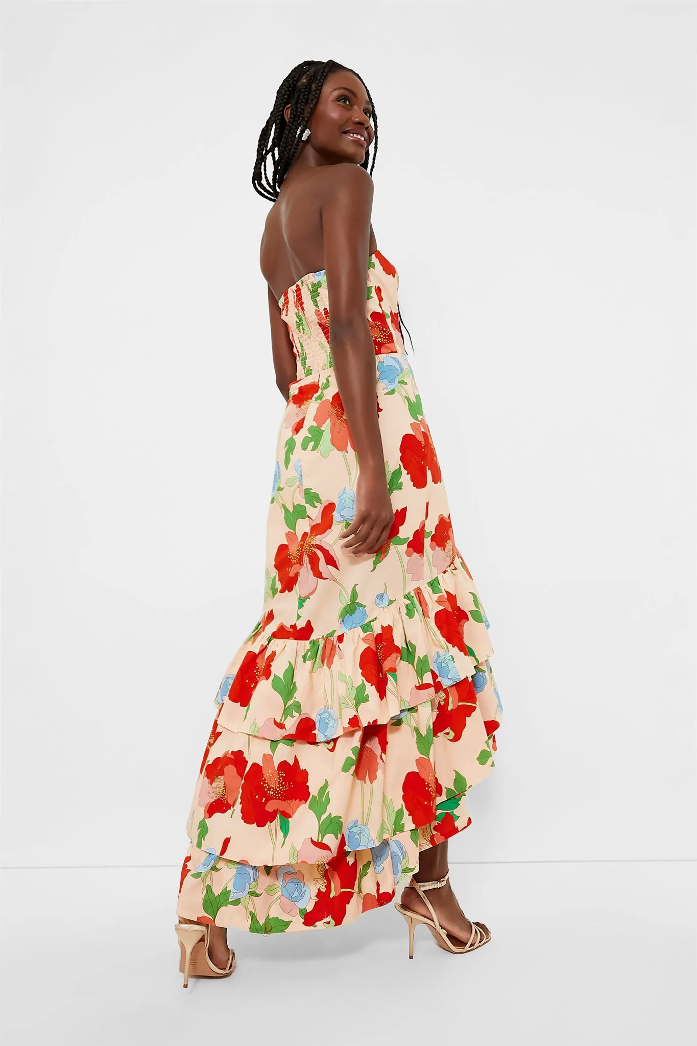 Red Multi Floral Strapless Malory Dress sold by Tuckernuck product image thumbnail 4