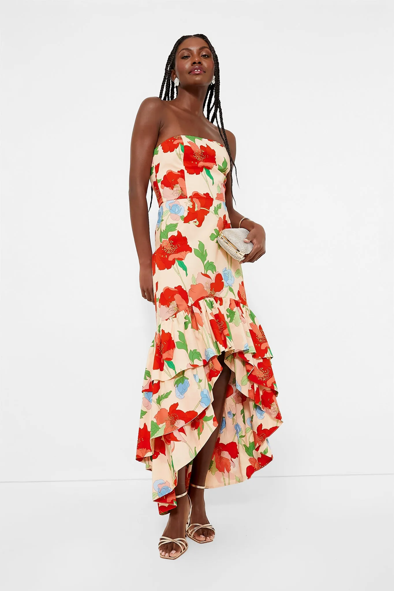 Red Multi Floral Strapless Malory Dress sold by Tuckernuck product image thumbnail 2