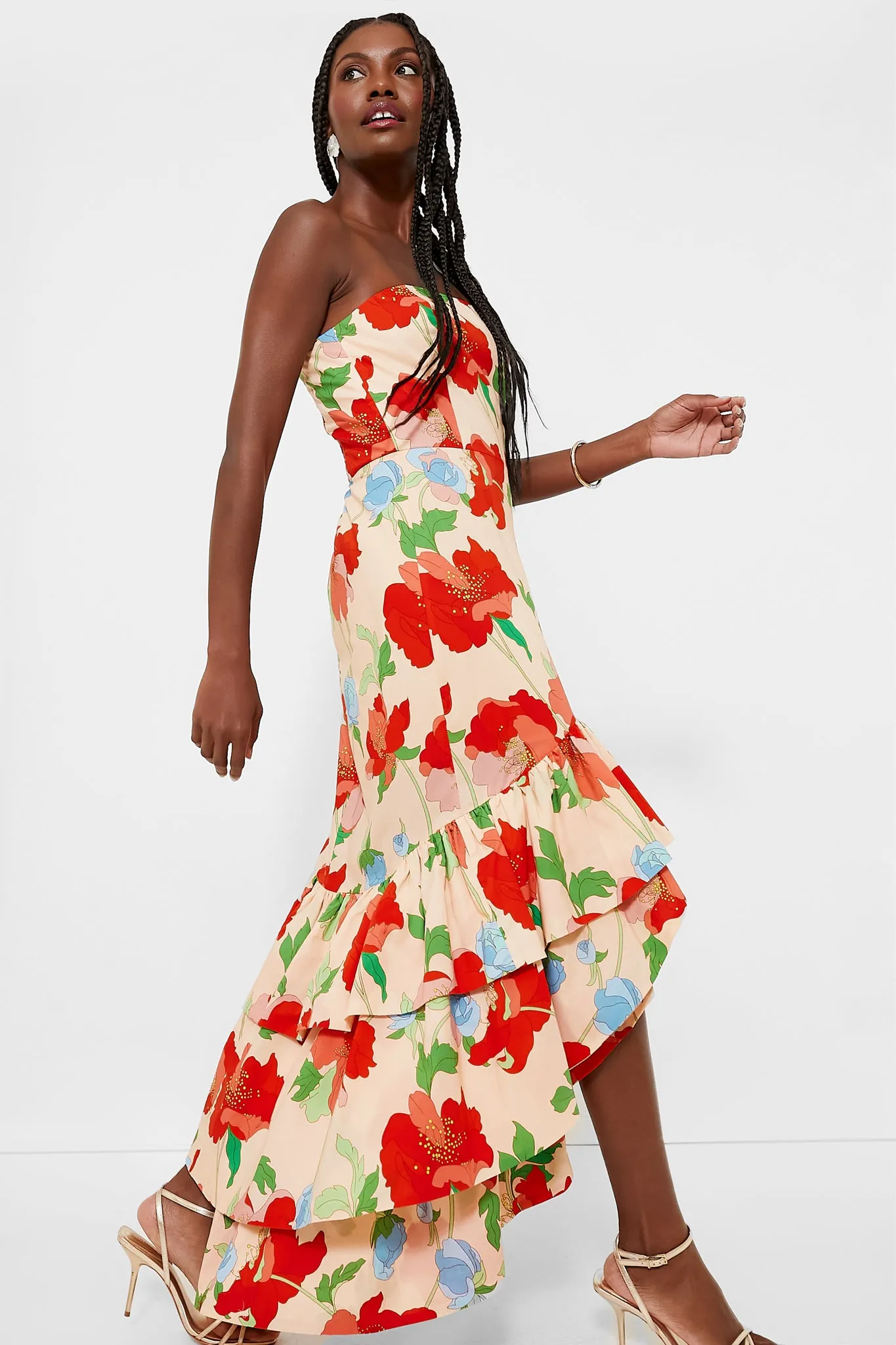 Red Multi Floral Strapless Malory Dress sold by Tuckernuck product image thumbnail 3