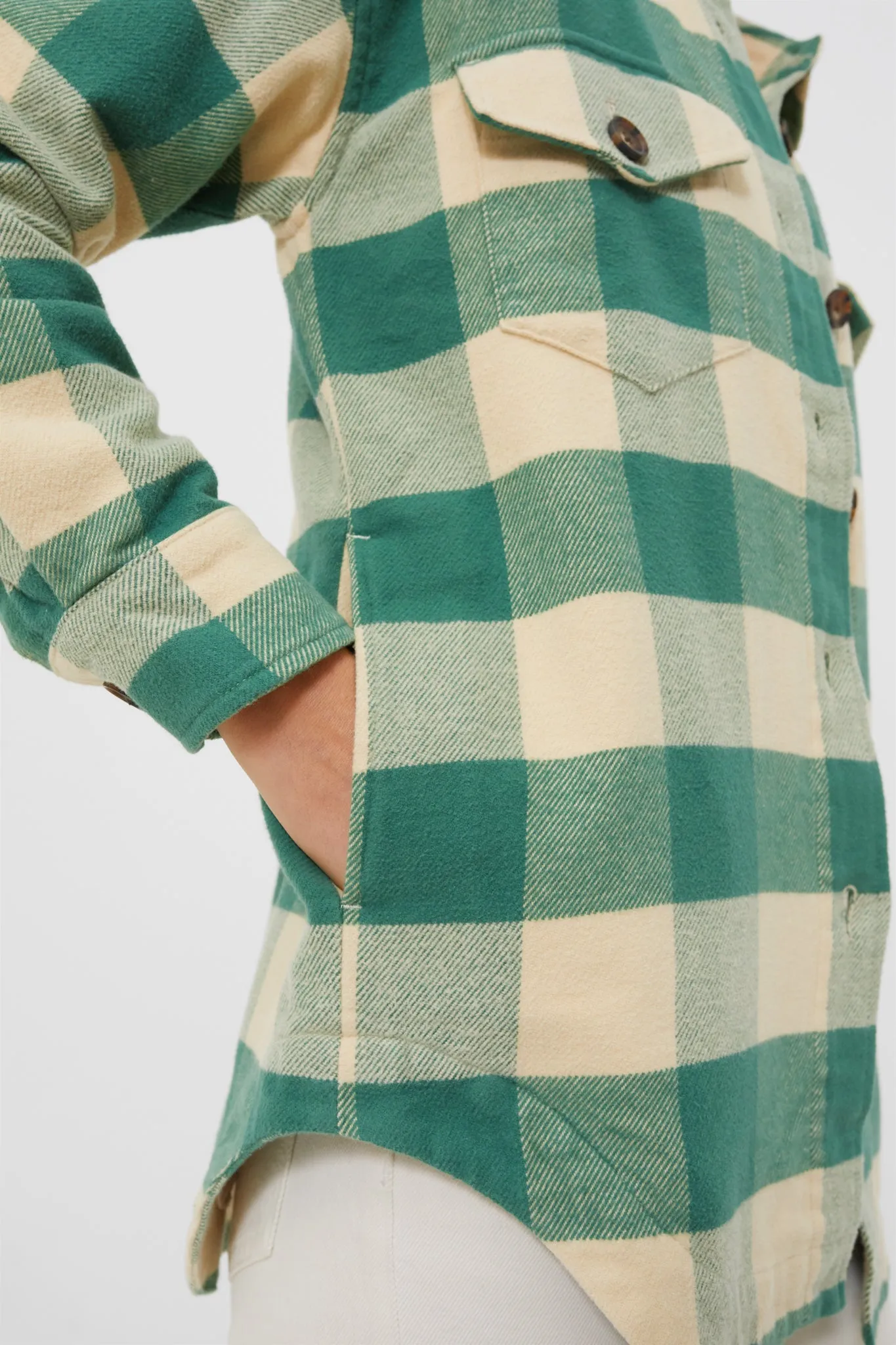 Green and Cream Buffalo Check Updated Bailey Shacket sold by Tuckernuck product image thumbnail 5
