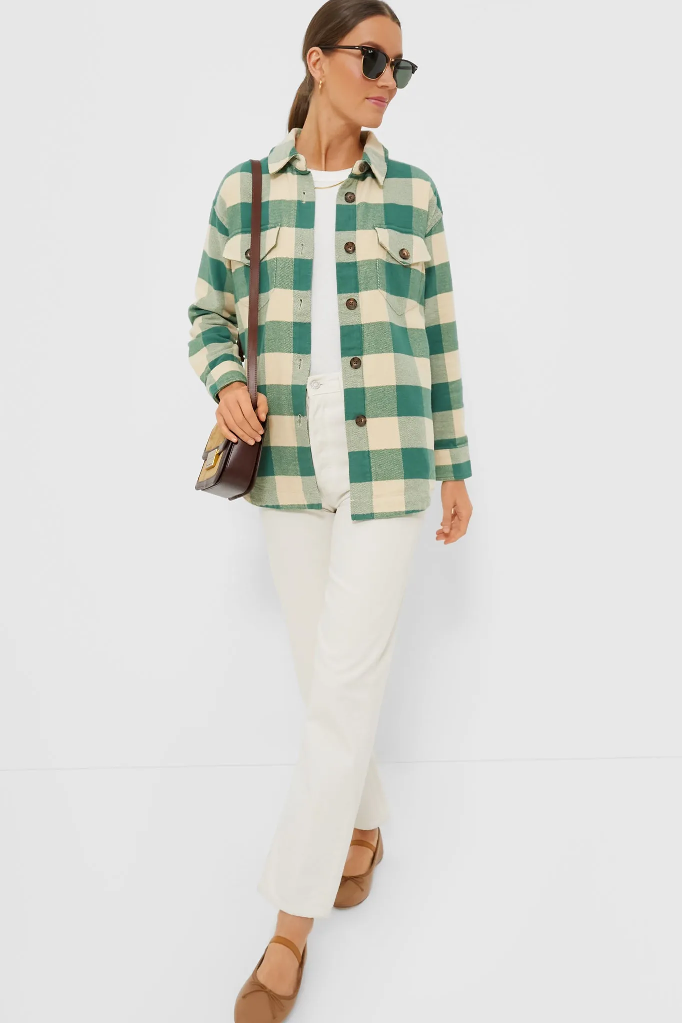 Green and Cream Buffalo Check Updated Bailey Shacket sold by Tuckernuck product image thumbnail 2