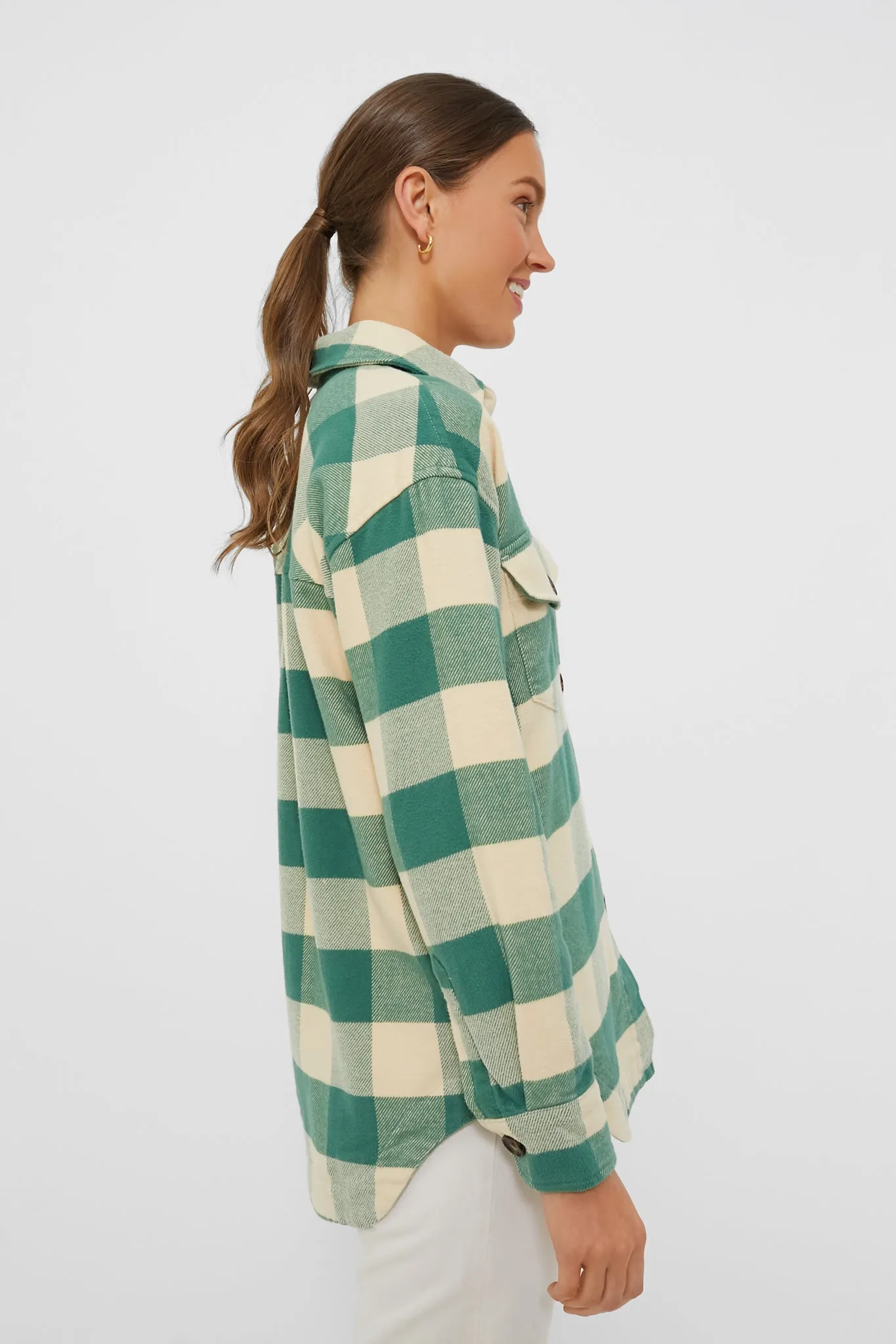 Green and Cream Buffalo Check Updated Bailey Shacket sold by Tuckernuck product image thumbnail 3