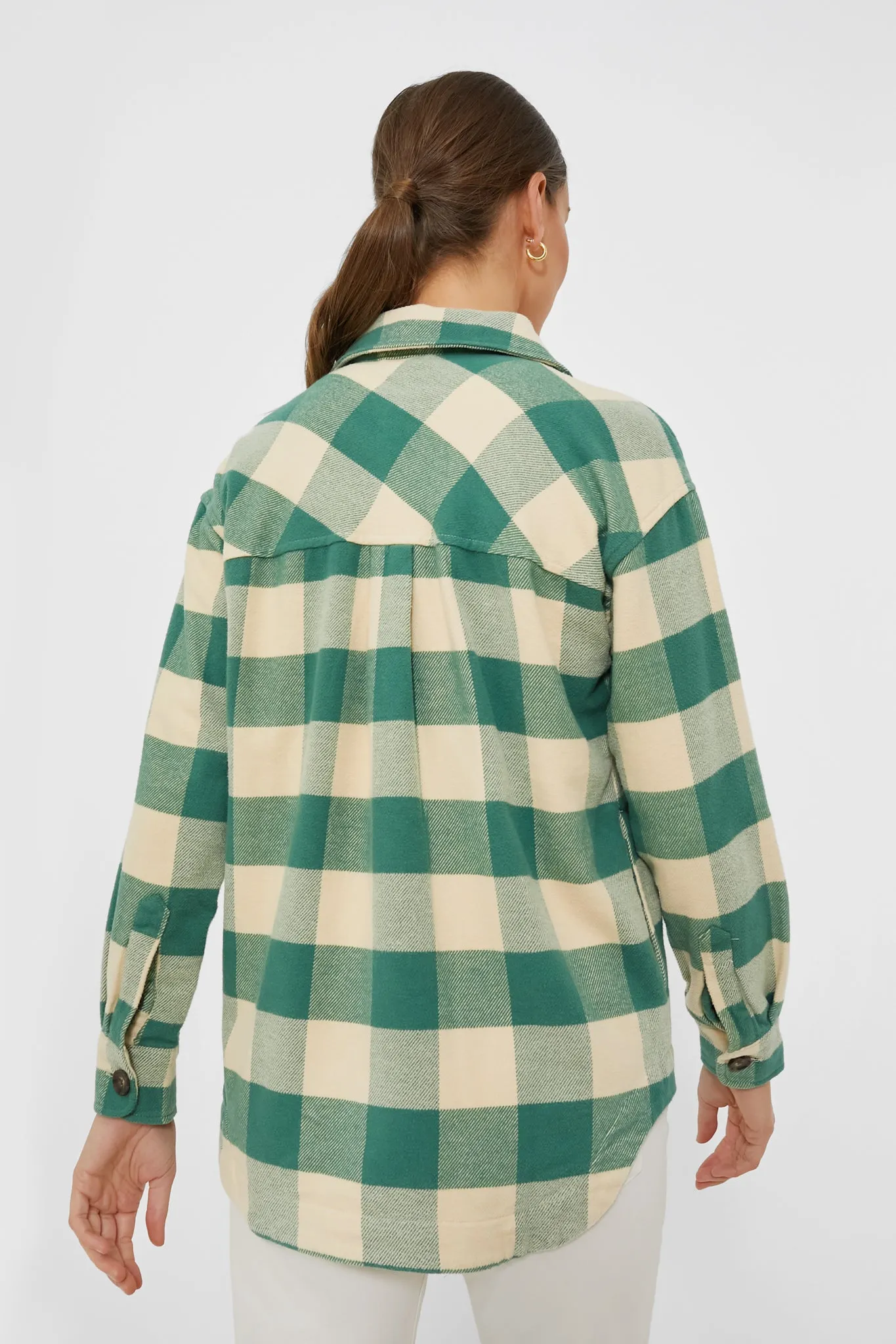 Green and Cream Buffalo Check Updated Bailey Shacket sold by Tuckernuck product image thumbnail 4