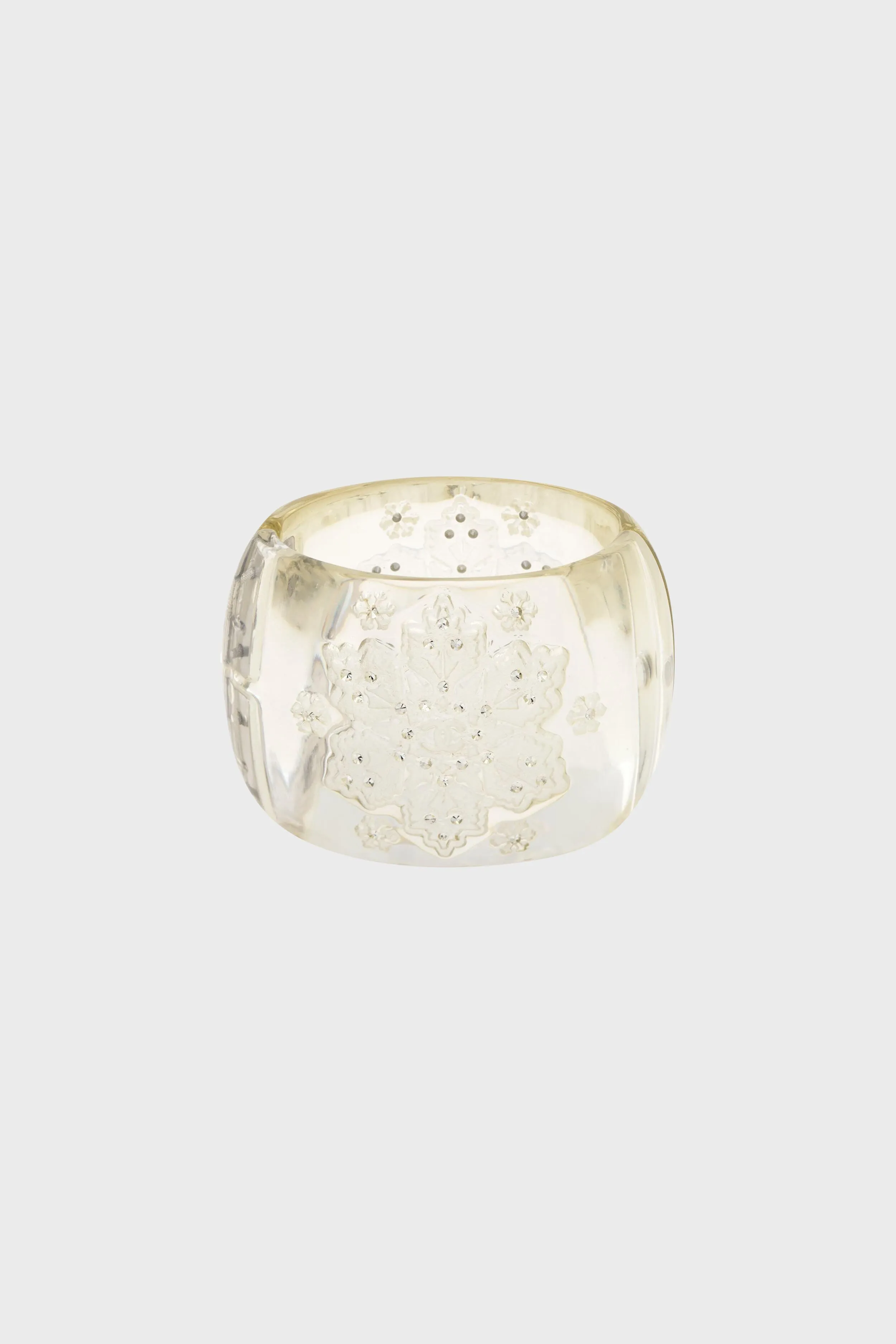 Chanel Vintage Wide Cuff Bracelet 2005 Snowflake Lucite Diamante Crystal 2" sold by Tuckernuck