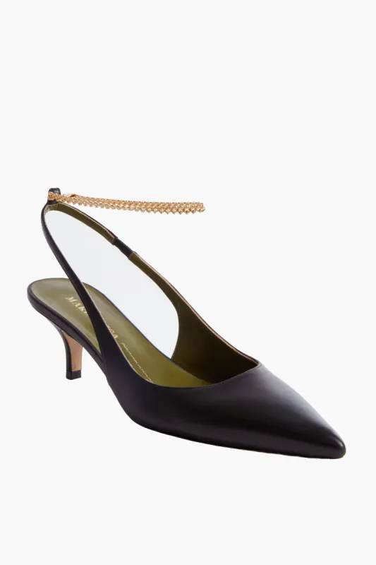 Black Galatea Gold Chain Anklet Slingbacks sold by Tuckernuck