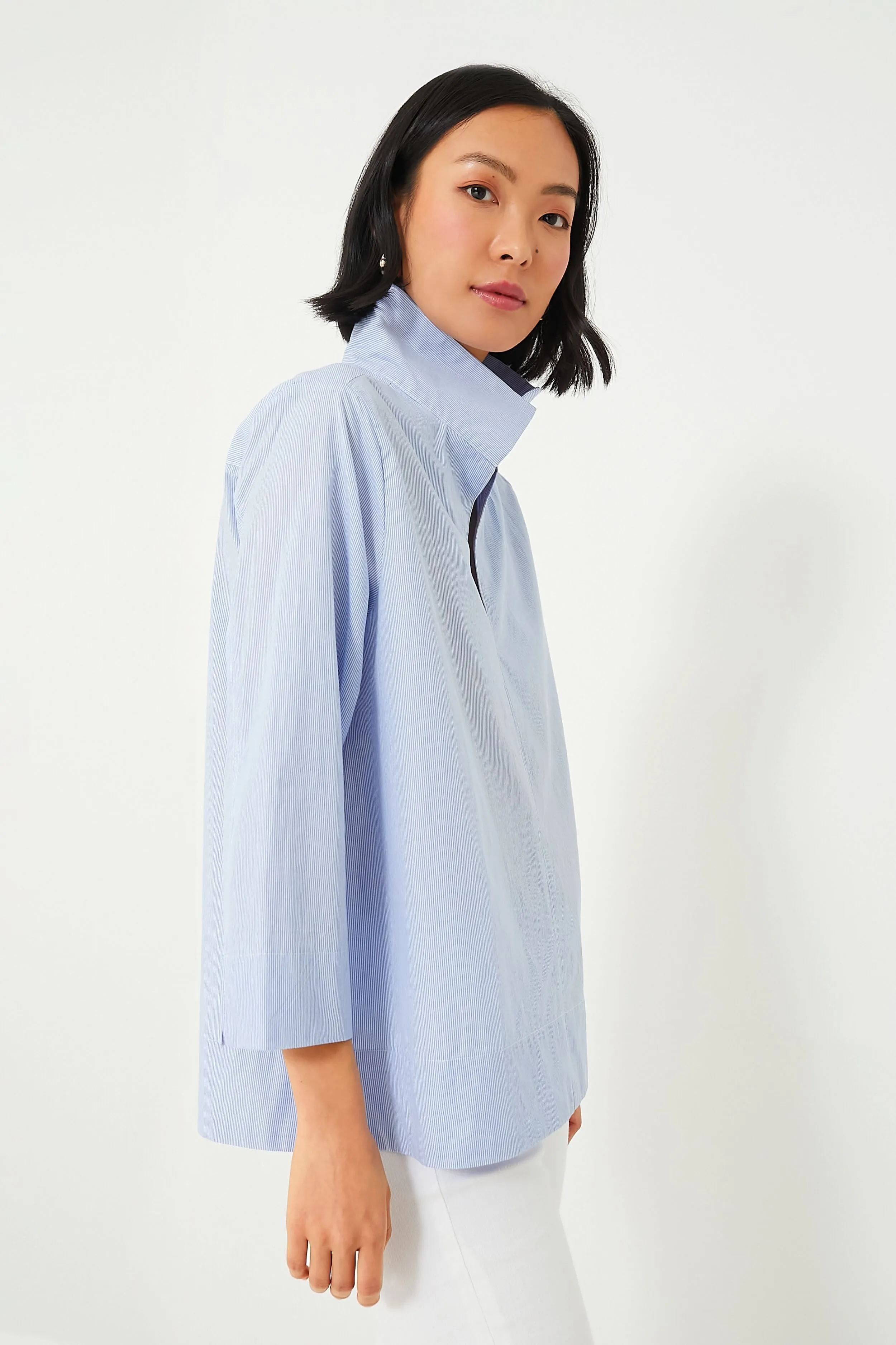 Blue Margot Stand Collar Blouse sold by Tuckernuck product image thumbnail 3
