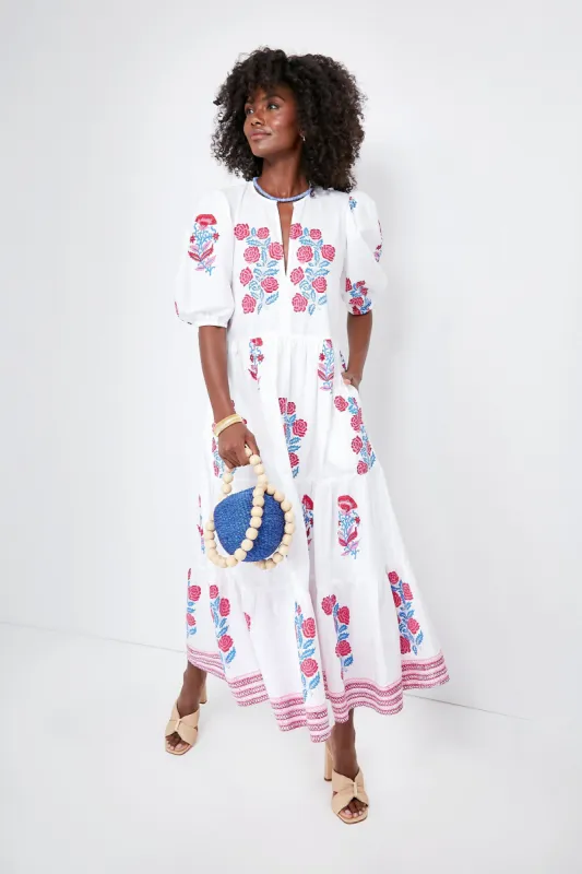 Pink Grandiflora Puff Sleeve Maxi Dress made by Tuckernuck