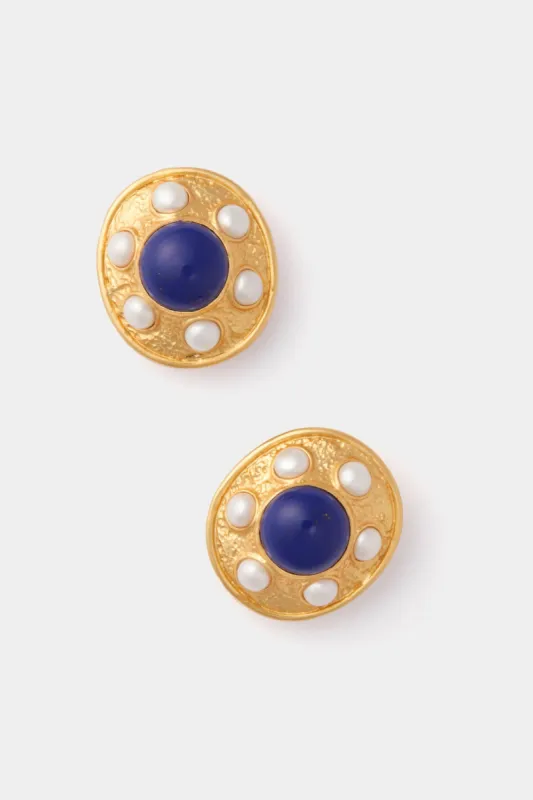 Lapis and Pearl Vivienne Earrings sold by Tuckernuck