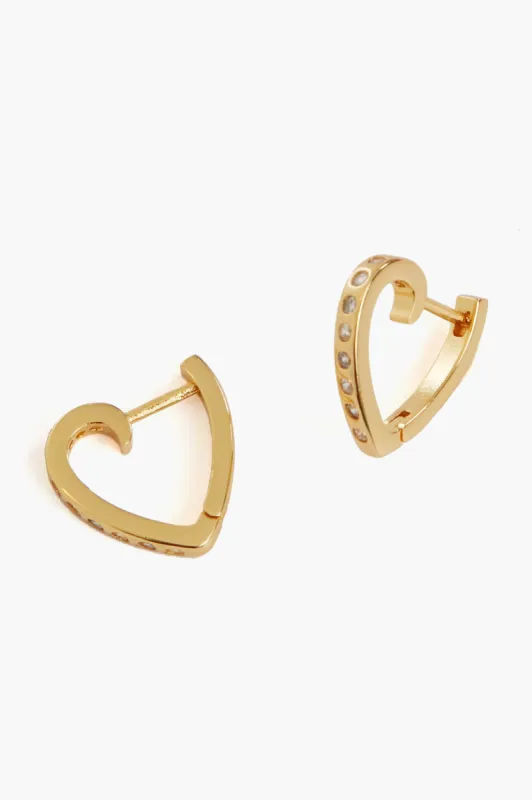 Crystal Huggie Heart Hoop Earrings sold by Tuckernuck