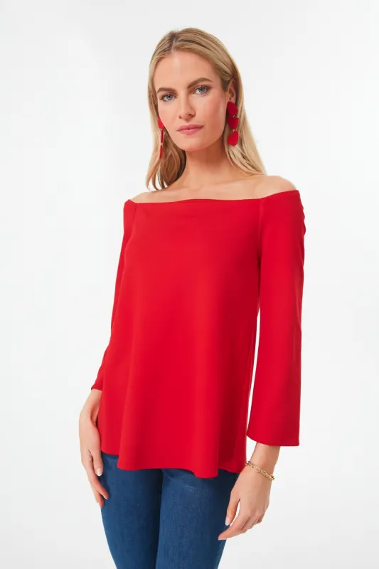 Red Miranda Off The Shoulder Blouse sold by Tuckernuck