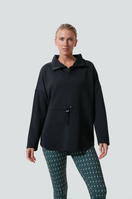 Black Cinched Natalie Quarter Zip sold by Tuckernuck