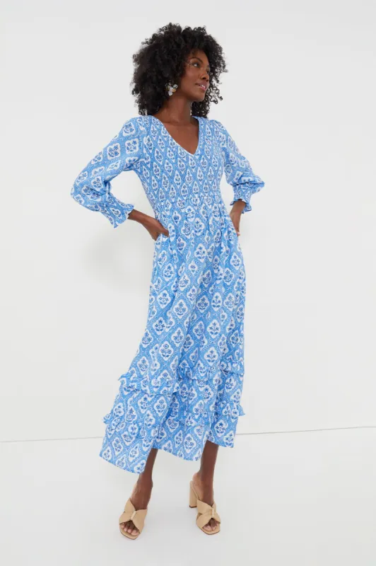 Exclusive Ocean Trellis V Neck Isabel Dress sold by Tuckernuck