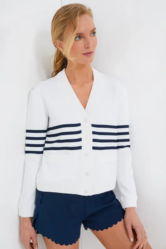 White Striped Charley Cardigan sold by Tuckernuck