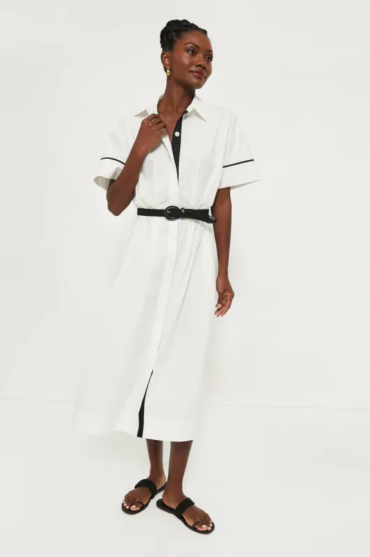 White Piped Kate Dress sold by Tuckernuck