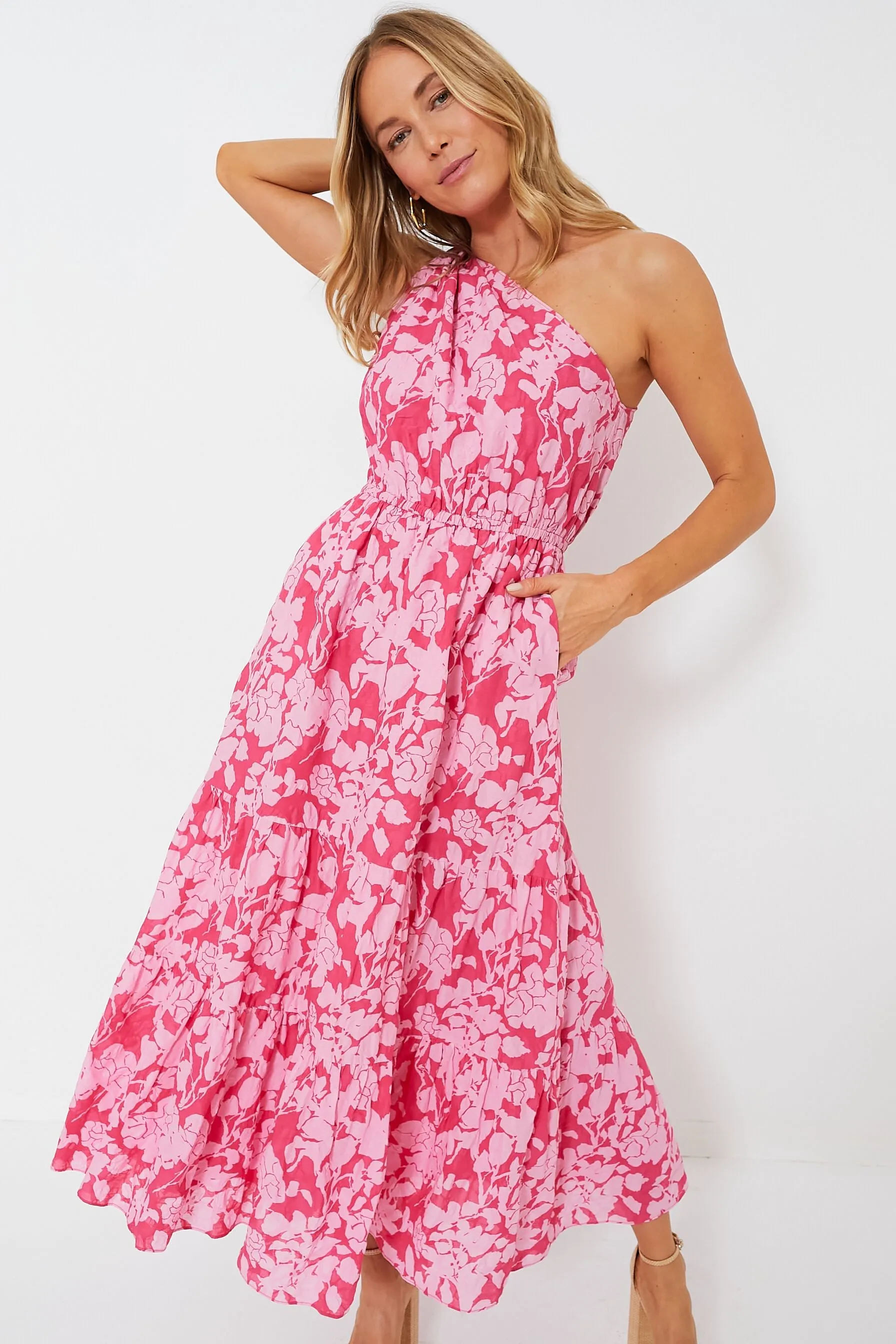 blue floral one shoulder sybil maxi dress A.L.C. Sybil Maxi Dress