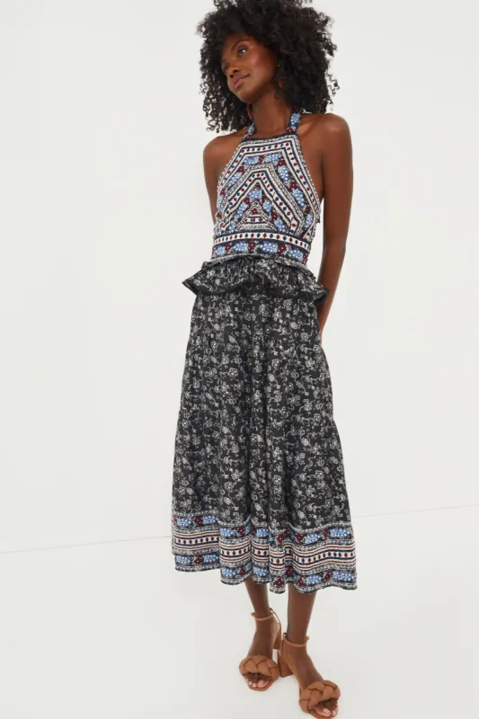 Black Everly Embroidery Halter Dress sold by Tuckernuck