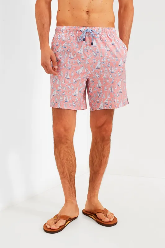 Peach Bloom Ropes and Boats Swim Trunks sold by Tuckernuck