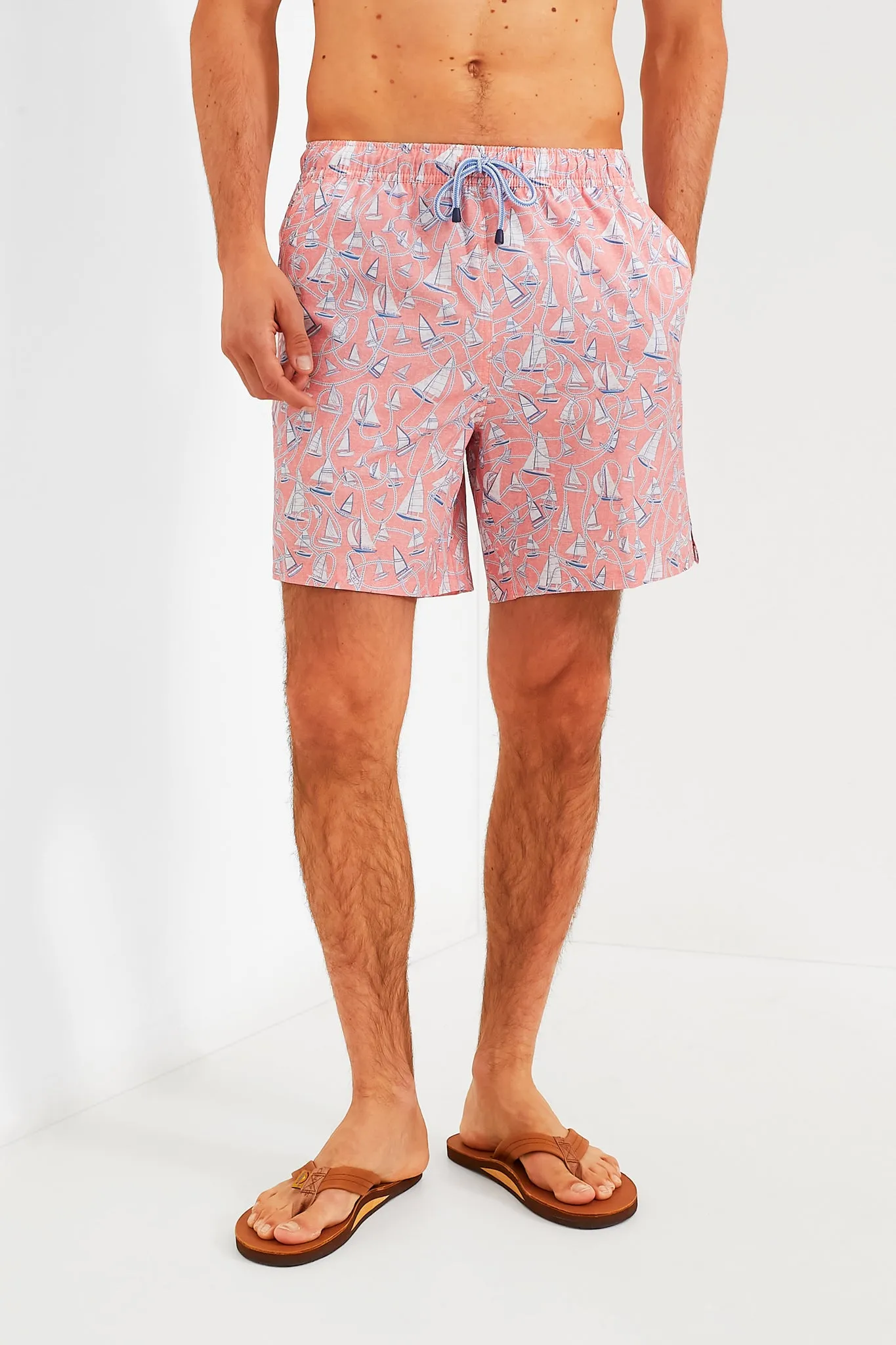 Peach Bloom Ropes and Boats Swim Trunks sold by Tuckernuck