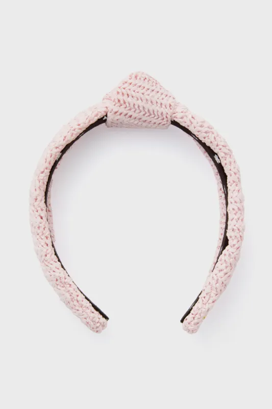 Blush Raffia Slim Knotted Headband sold by Tuckernuck