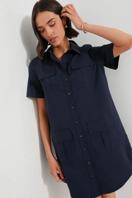 Navy Lightweight Poplin Nala Dress made by Tuckernuck