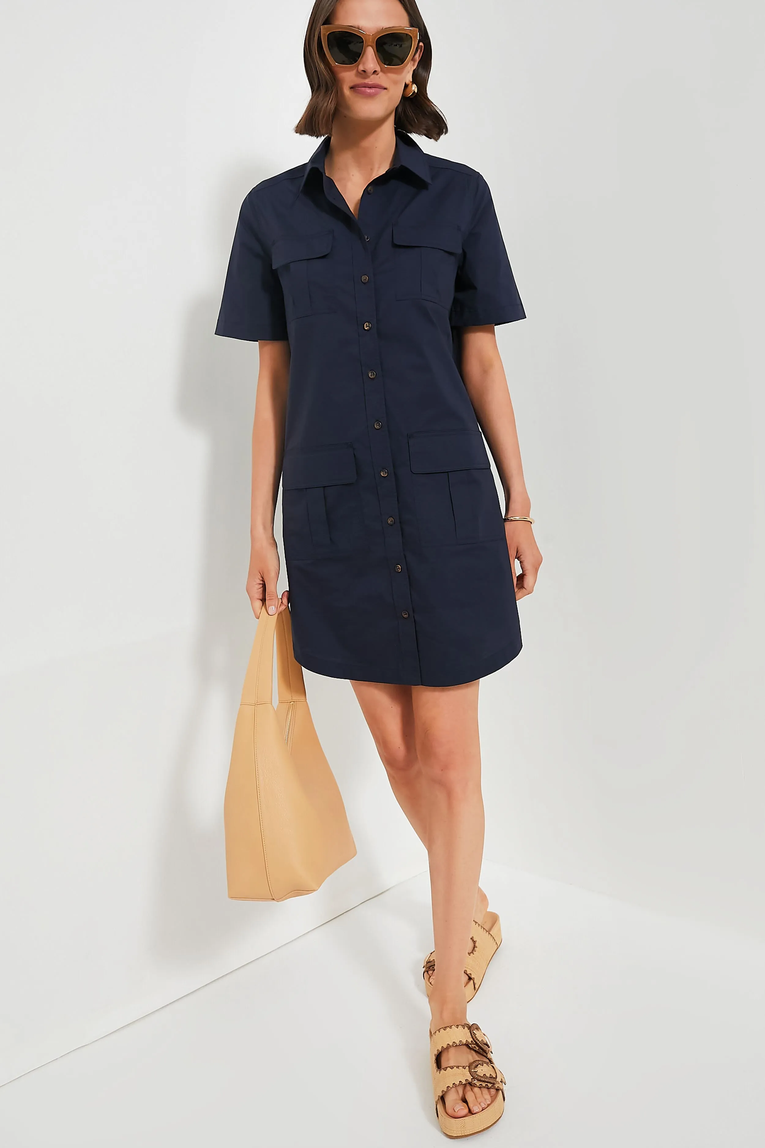 Navy Lightweight Poplin Nala Dress sold by Tuckernuck product image thumbnail 2