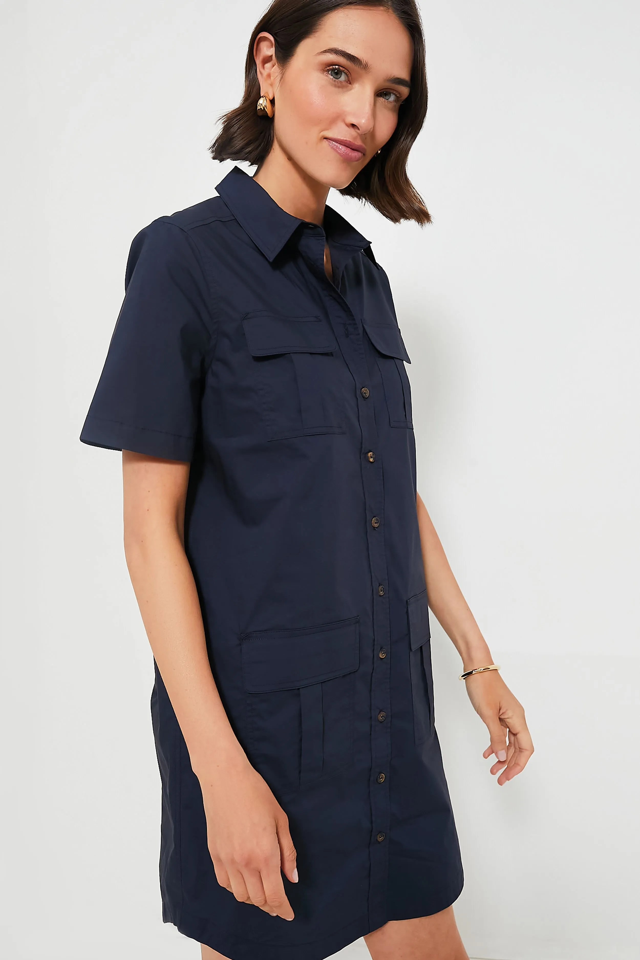 Navy Lightweight Poplin Nala Dress sold by Tuckernuck product image thumbnail 3