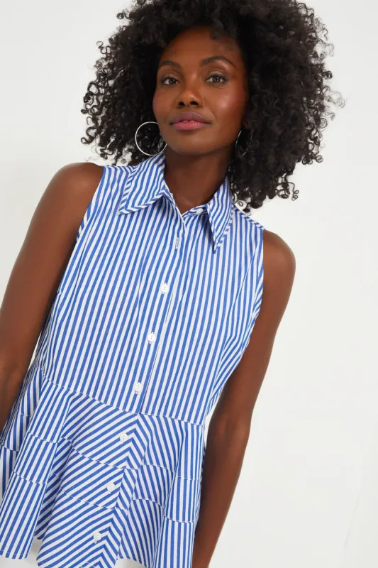 Blue Striped Sleeveless Ashlen Blouse sold by Tuckernuck