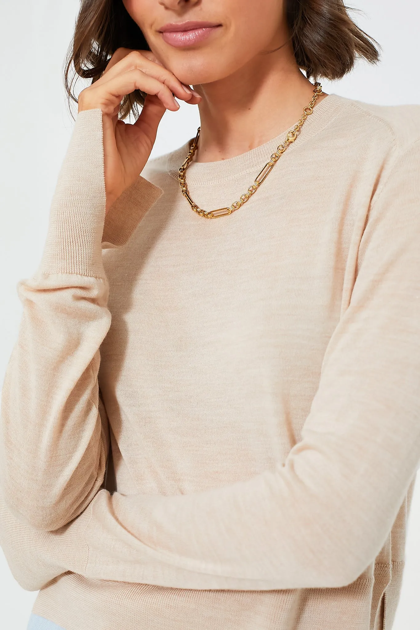 Beige Elodie Layered Crewneck Knit sold by Tuckernuck product image thumbnail 5
