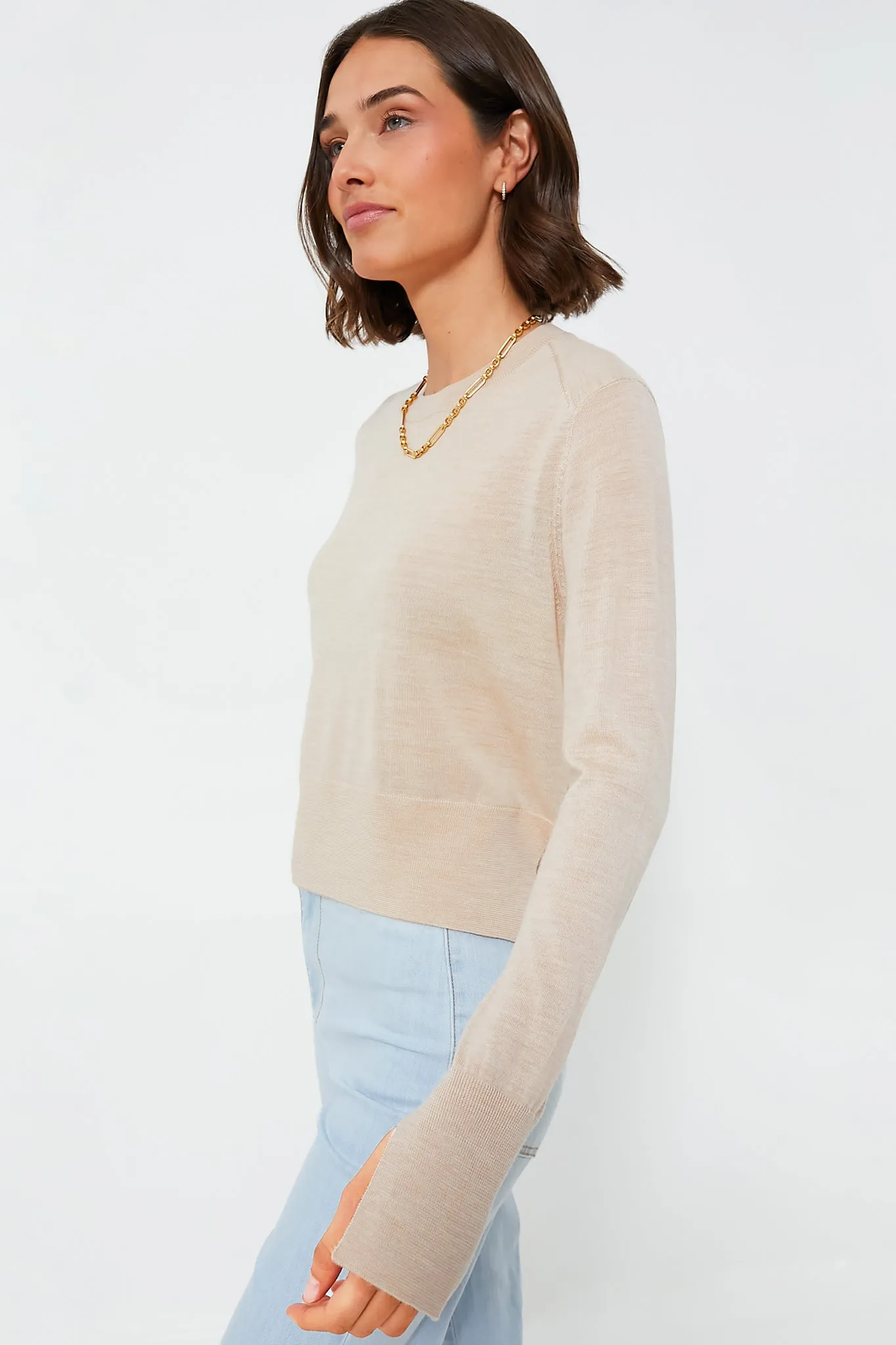 Beige Elodie Layered Crewneck Knit sold by Tuckernuck product image thumbnail 3