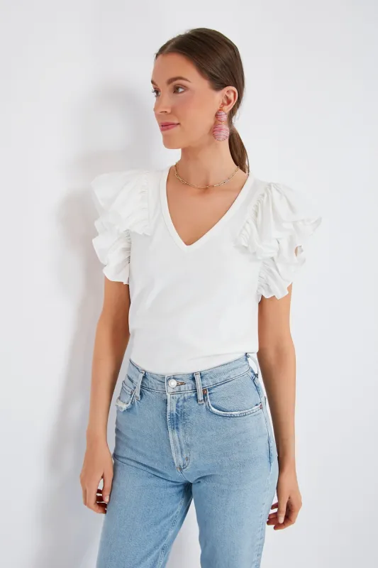 White Tory Flutter Sleeve Top made by Tuckernuck