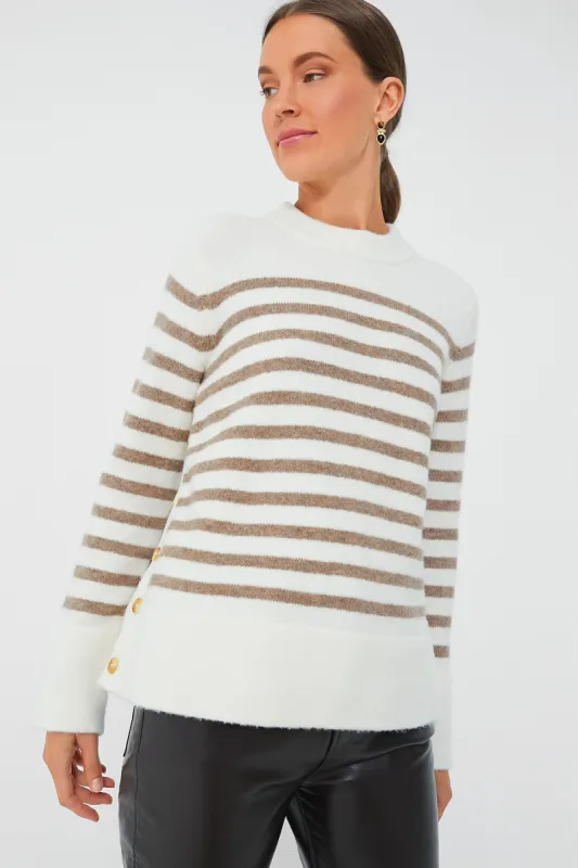 Cream and Tan Stripe Bonnie Sweater made by Tuckernuck