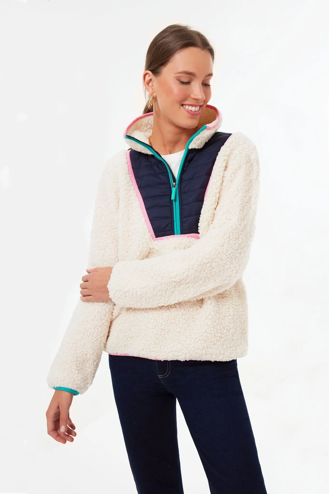 Cream Camel Sherpa Pullover sold by Tuckernuck