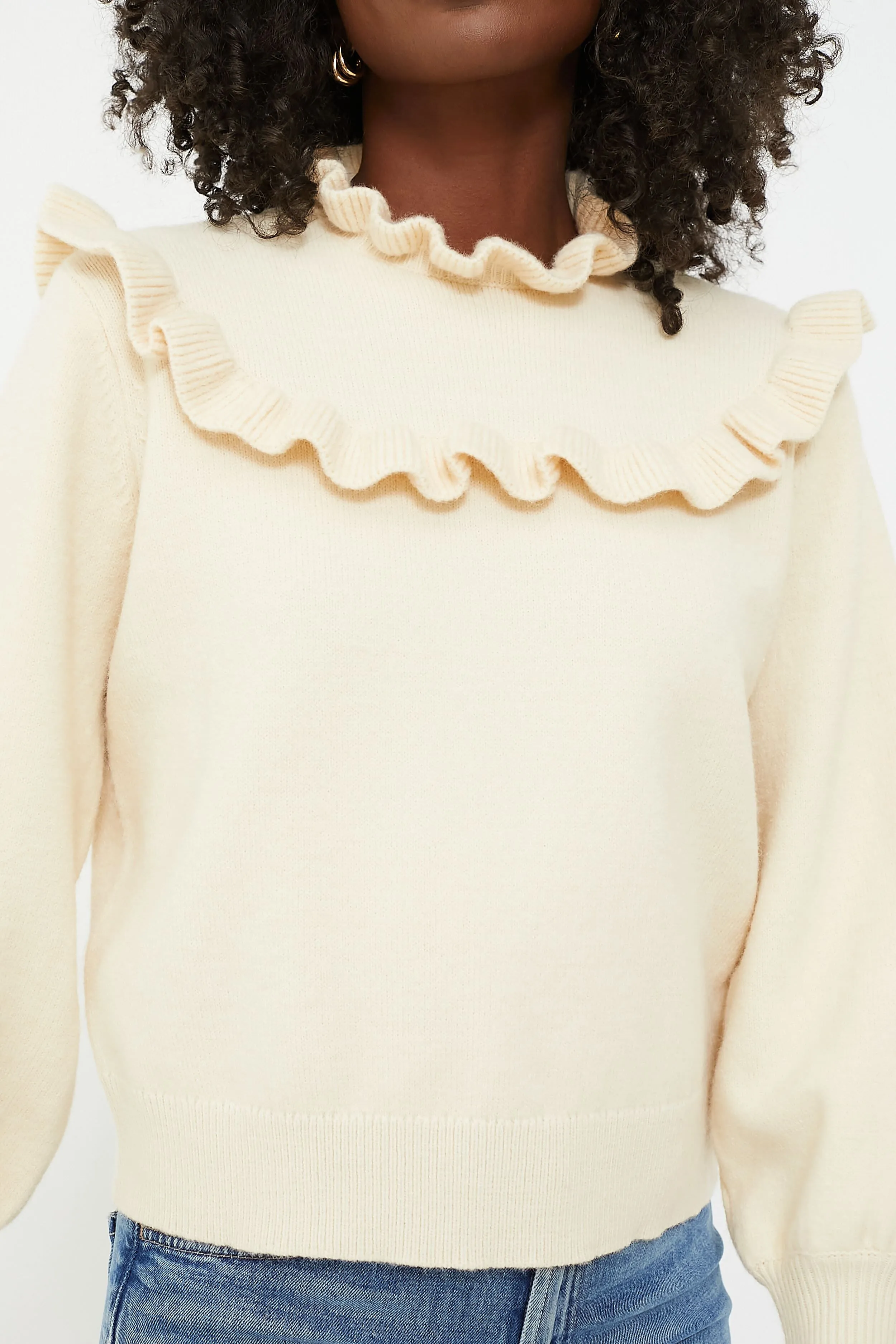 Cream Ruffle Ramona Sweater sold by Tuckernuck product image thumbnail 5