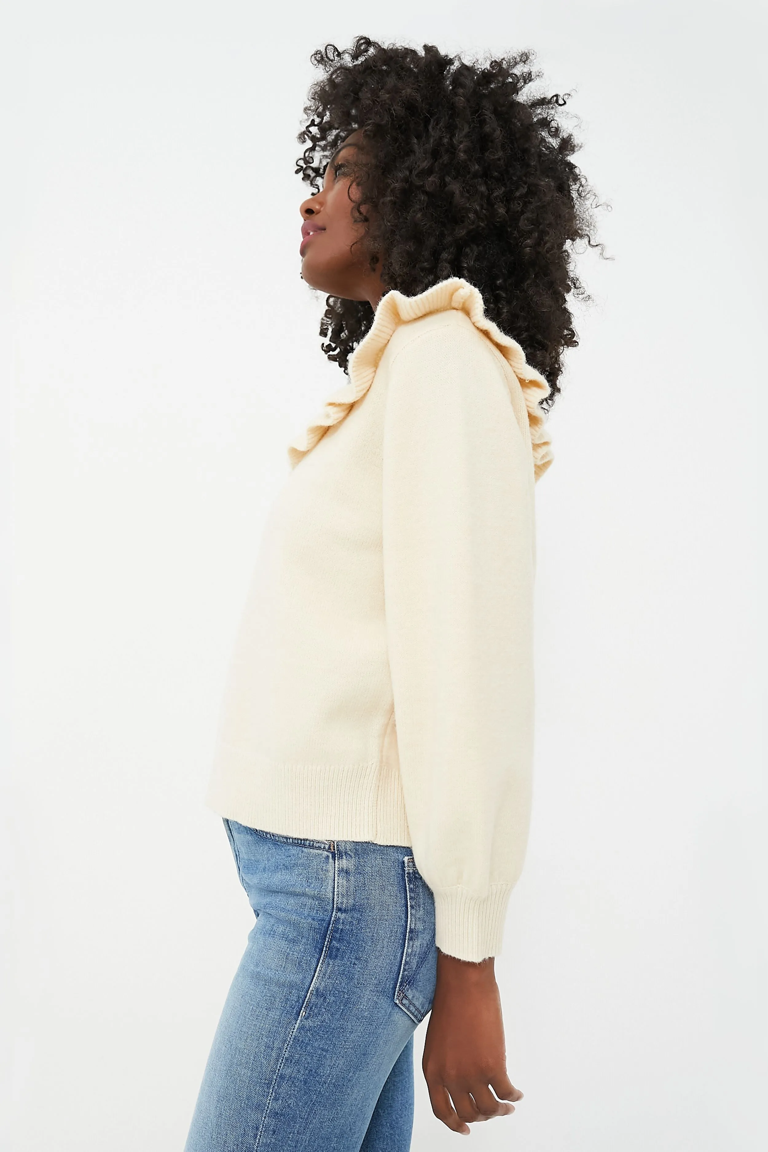 Cream Ruffle Ramona Sweater sold by Tuckernuck product image thumbnail 3