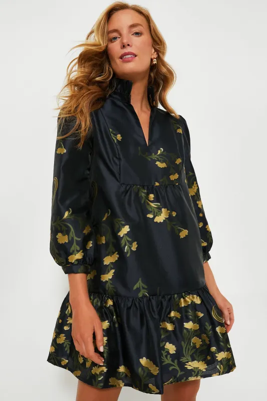 Navy Jasmine Vine Jacquard Palmerston Dress sold by Tuckernuck