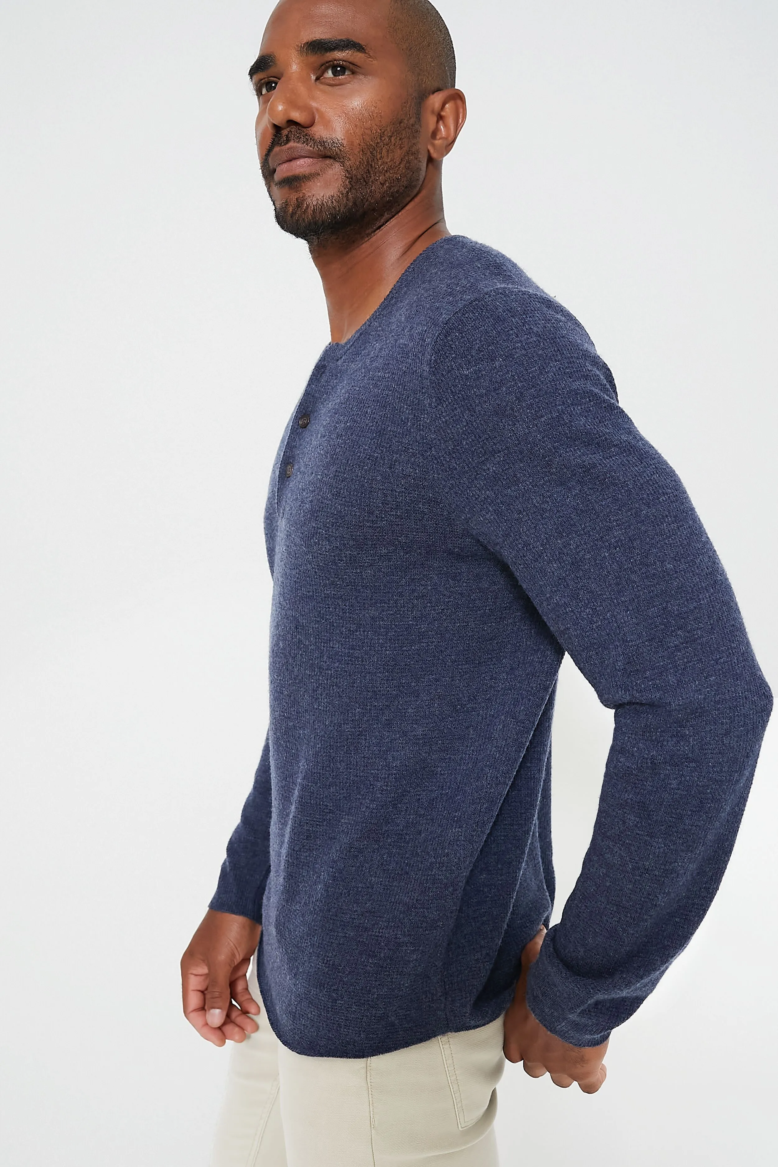 Indigo Midweight Sweater Henley sold by Tuckernuck product image thumbnail 3