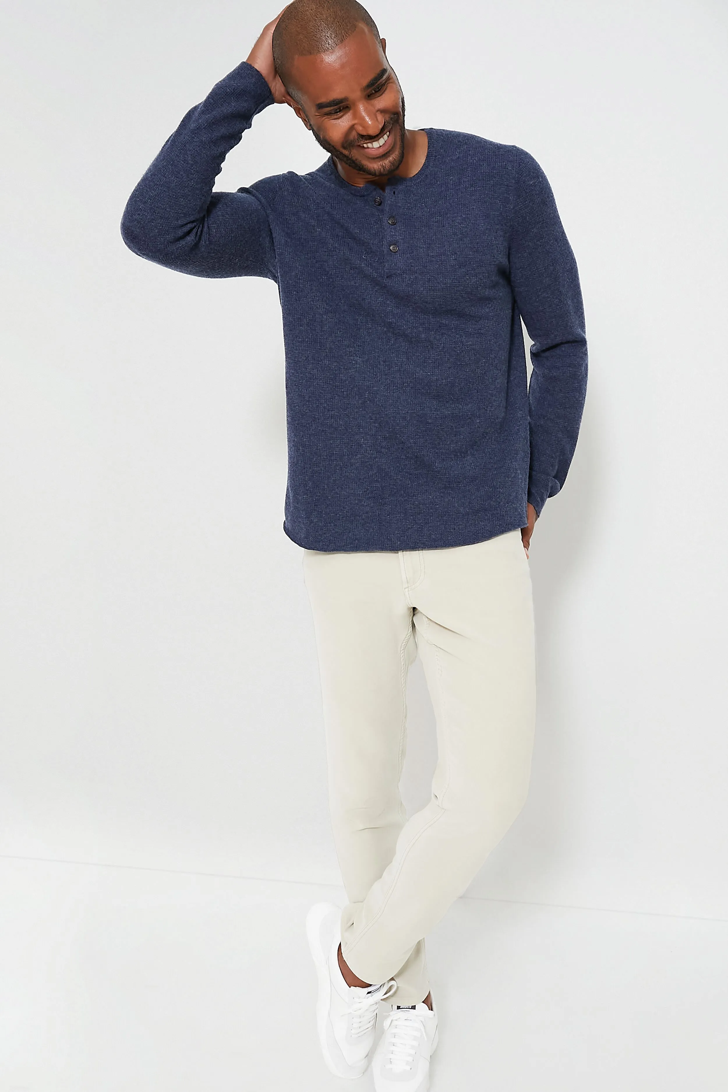 Indigo Midweight Sweater Henley sold by Tuckernuck product image thumbnail 2