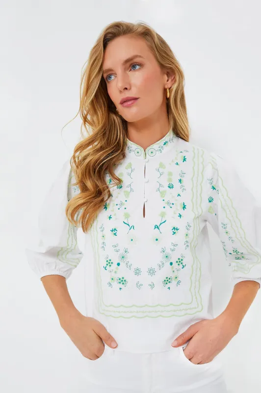 Green Embroidery Erin Blouse sold by Tuckernuck