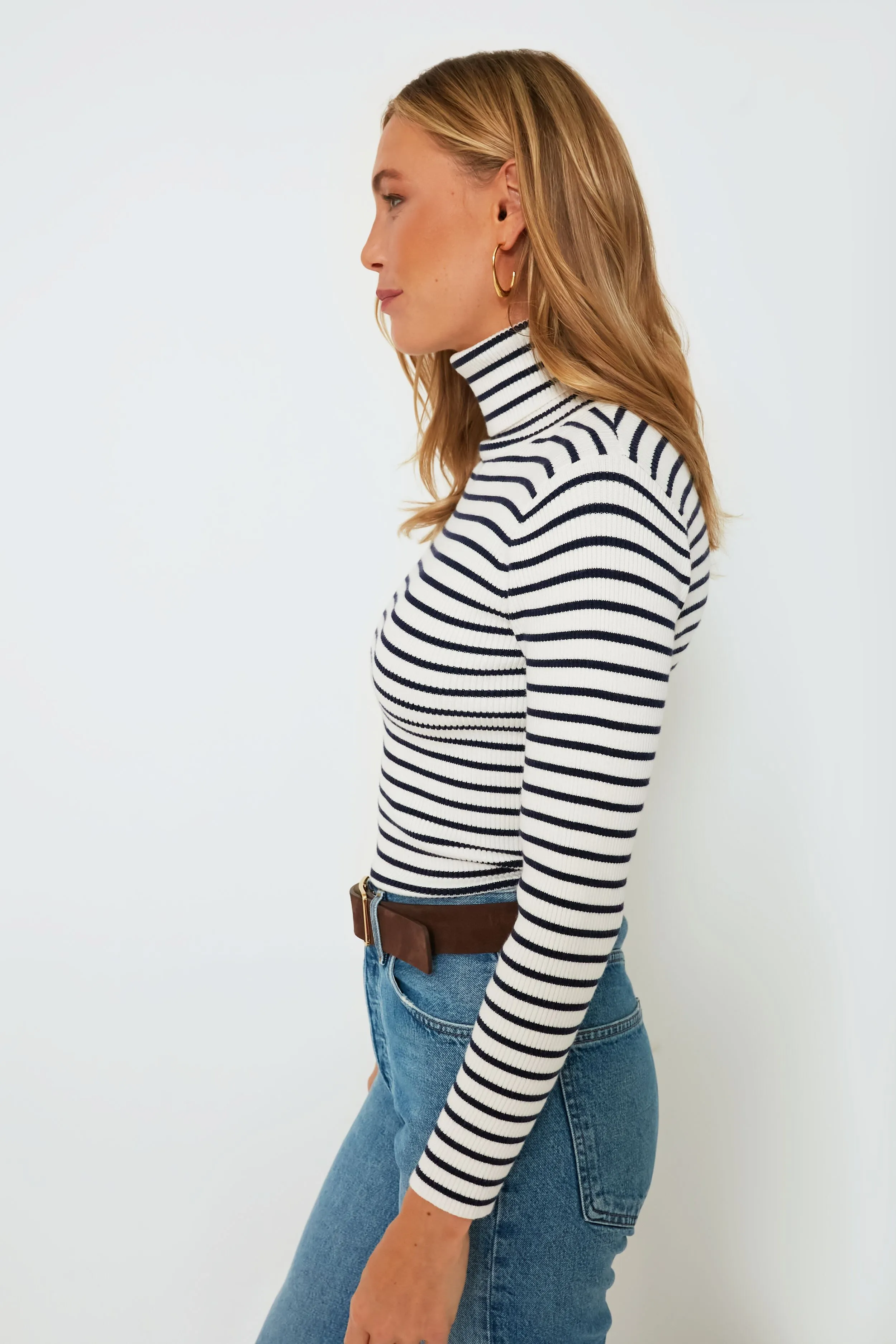 Navy Stripe Arlo Ribbed Turtleneck sold by Tuckernuck product image thumbnail 3