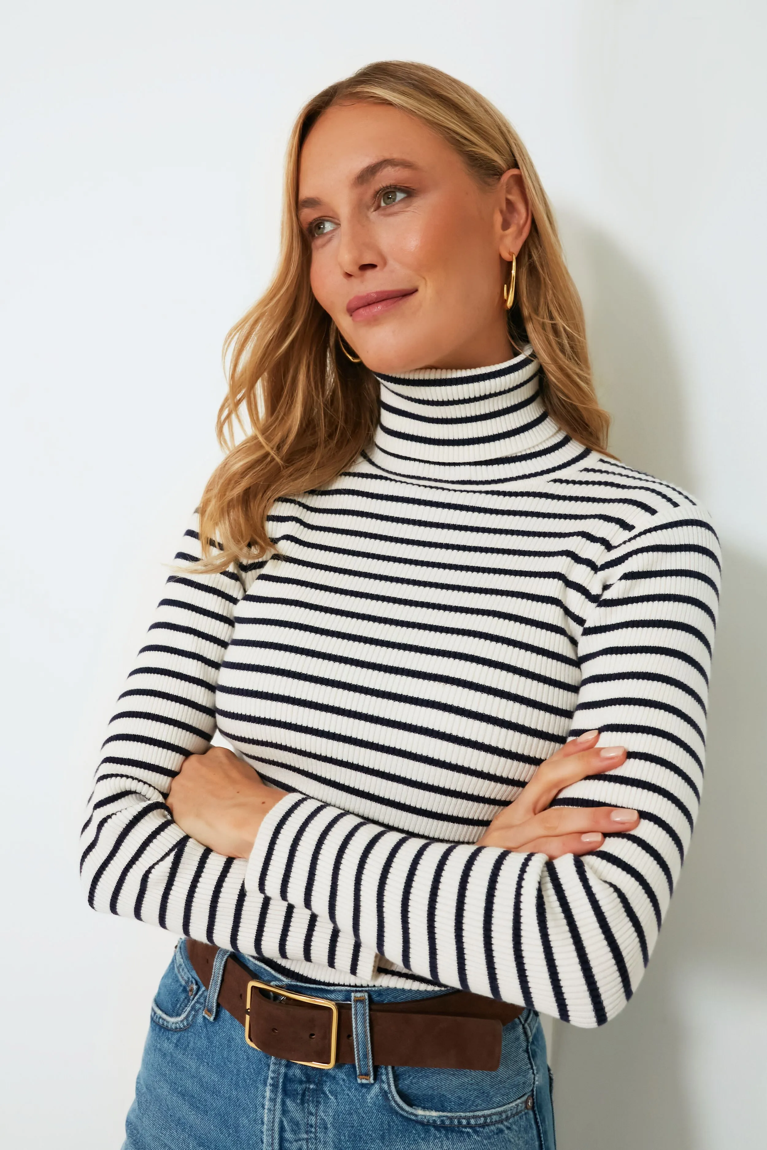 Navy Stripe Arlo Ribbed Turtleneck sold by Tuckernuck