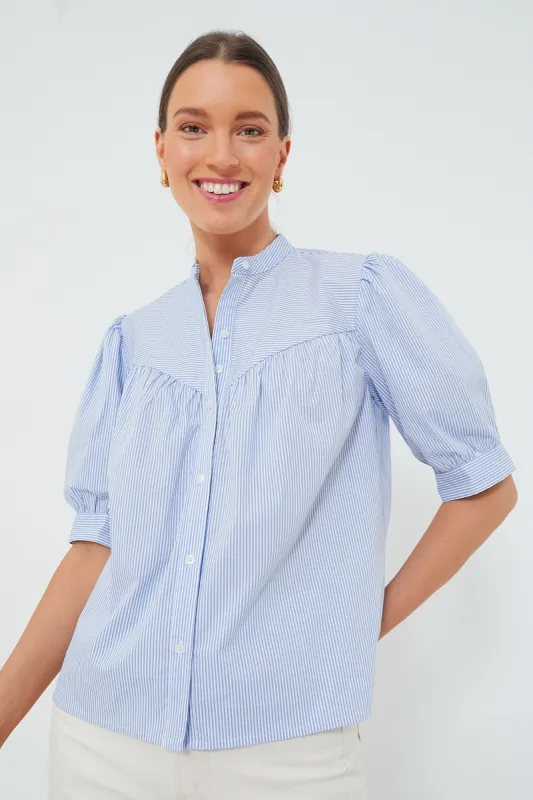 Blue and White Stripe Esti Shirt sold by Tuckernuck