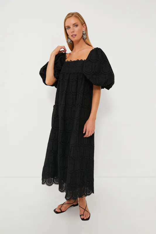 Black Pineapple Cotton Eyelet Maxi Dress made by Tuckernuck