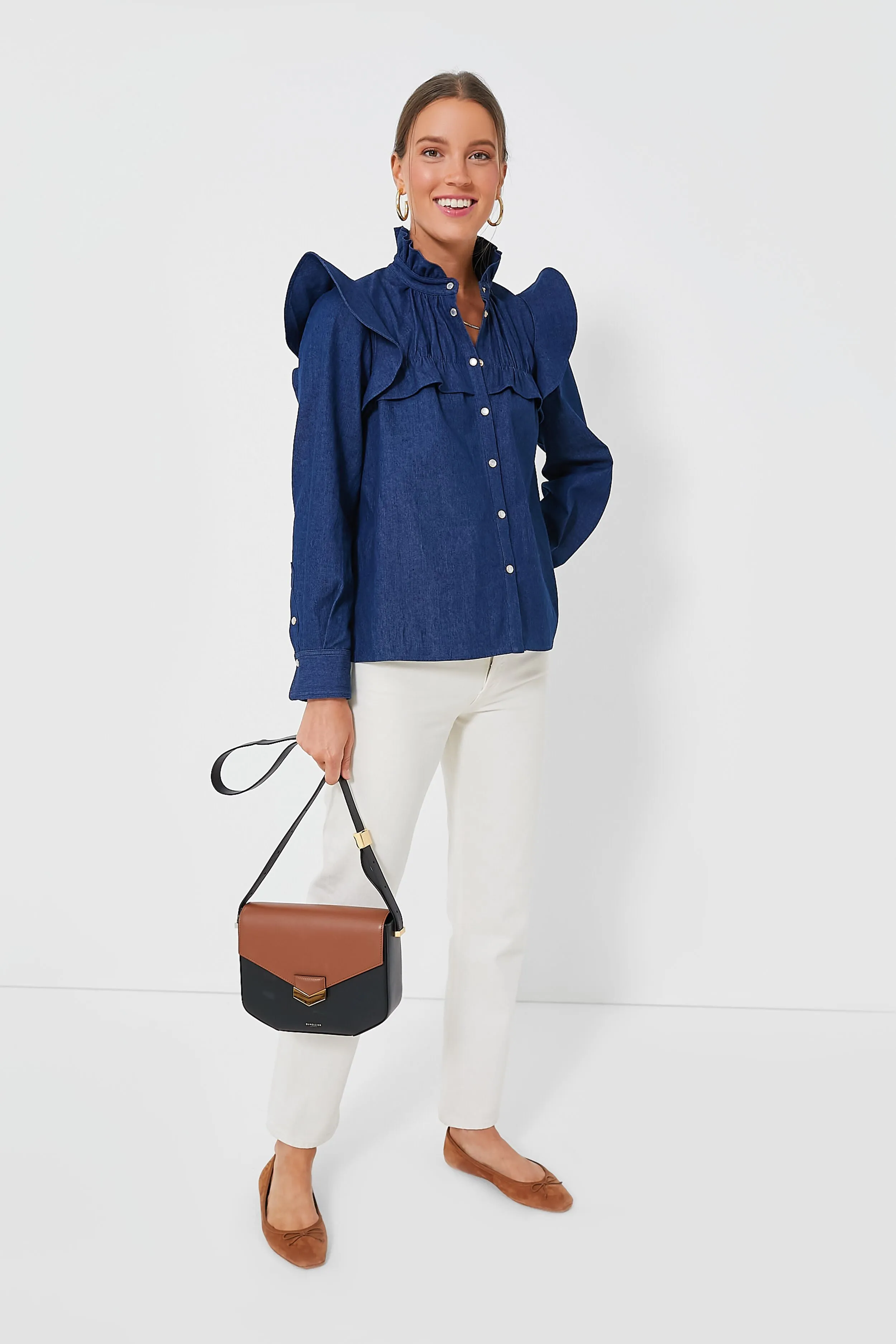 Deep Denim Winnie Blouse sold by Tuckernuck product image thumbnail 3